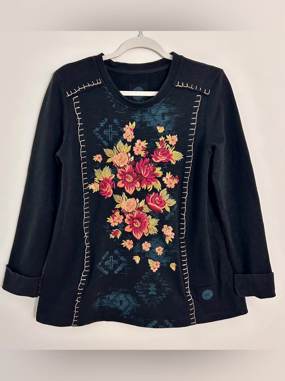 Double D Ranch Embroidered Floral Sweatshirt Untamed Territory Black Size Small - Picture 2 of 14